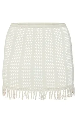 Stone Frill Edge Detail Crochet Mini Skirt