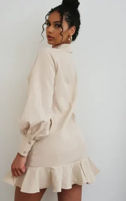 Stone Frill Hem Shirt Dress