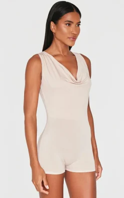 Stone Jersey Cowl Neck Romper
