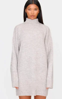 Stone Knitted Slouchy Sweater Dress