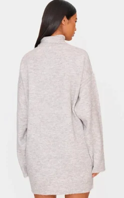 Stone Knitted Slouchy Sweater Dress