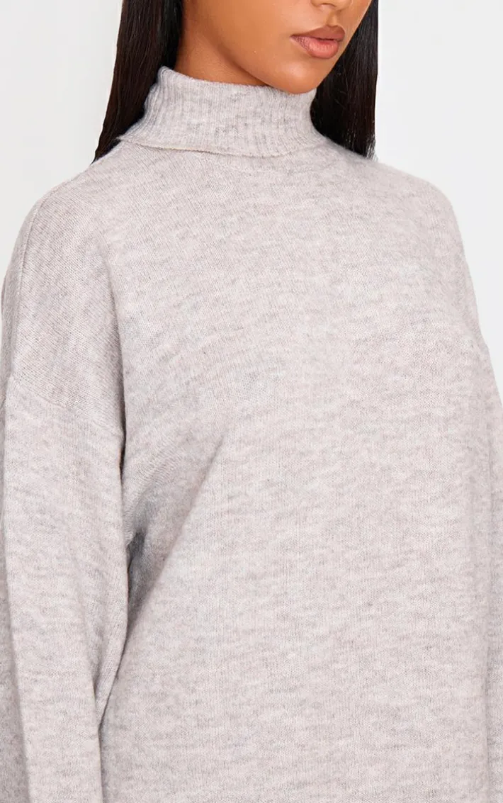 Stone Knitted Slouchy Sweater Dress