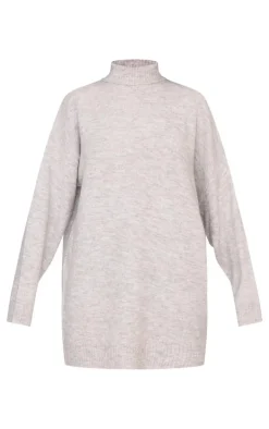 Stone Knitted Slouchy Sweater Dress
