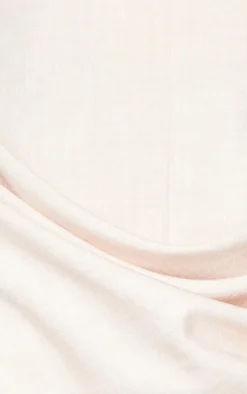 Stone Linen Look Drape Detail Blazer Dress