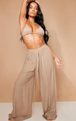 Stone Linen Look Palazzo Beach Pants