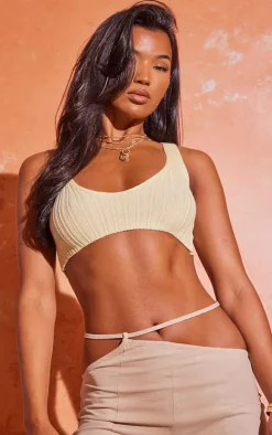 Stone Linen Look Tie Waist Detail Straight Leg Pants