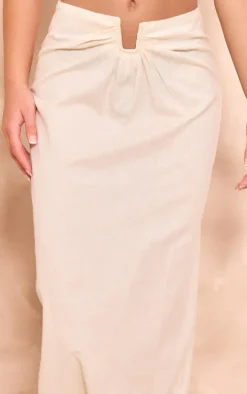 Stone Linen Look V Bar Maxi Skirt