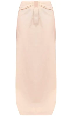 Stone Linen Look V Bar Maxi Skirt