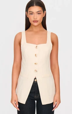 Stone Longline Square Neck Vest