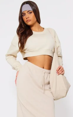 Stone Loopback Drawstring Waist Maxi Skirt