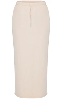 Stone Loopback Drawstring Waist Maxi Skirt