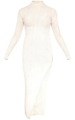 Stone Luxe Knit High Neck Long Maxi Dress