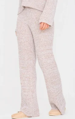 Stone Marl Knitted Wide Leg Pants