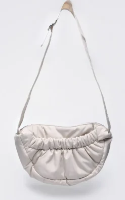 Stone Nylon Ruched Pocket Cross Body Bag