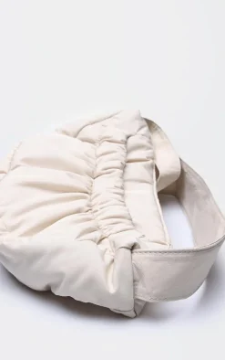 Stone Nylon Ruched Pocket Cross Body Bag