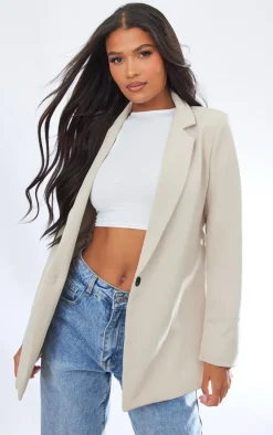 Stone Oversized Shoulder Padded Blazer