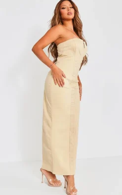 Stone Panel Detail V Wire Bodycon Maxi Dress