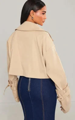 Stone Panelling Detail Crop Trench Coat