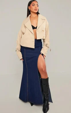 Stone Panelling Detail Crop Trench Coat
