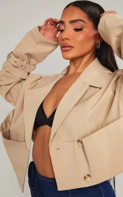 Stone Panelling Detail Crop Trench Coat