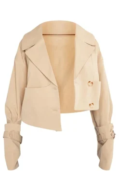 Stone Panelling Detail Crop Trench Coat