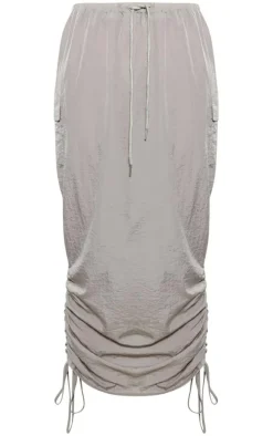 Stone Parachute Tie Waist Midaxi Skirt