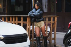 Stone Pinstripe Trim Detail Hot Pants