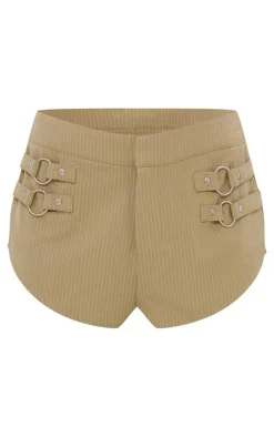 Stone Pinstripe Trim Detail Hot Pants