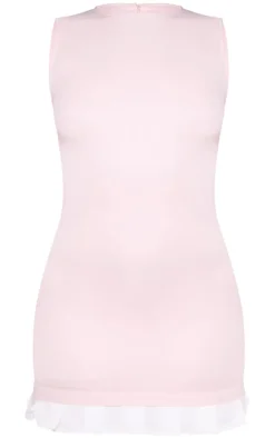 Stone Pleated Hem Detail Shift Dress