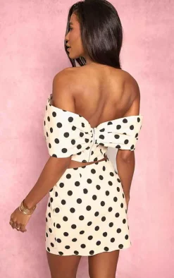 Stone Polka Dot Bow Detail Corset Top