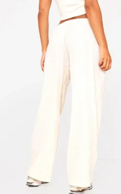 Stone Popcorn Textured Floaty Wide Leg Pants