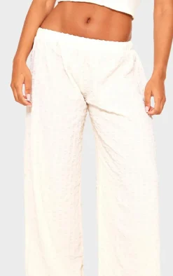 Stone Popcorn Textured Floaty Wide Leg Pants