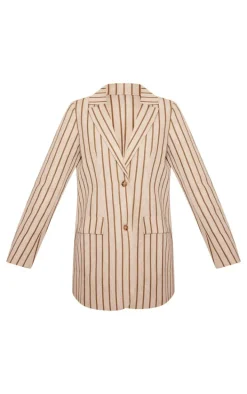 Stone Premium Linen Tailored Pinstripe Blazer Dress