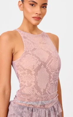 Stone Print Mesh Rara Frill Skort Romper