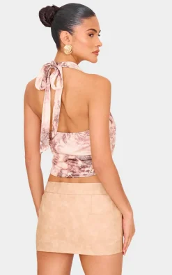 Stone Printed Cowl Neck Long Top