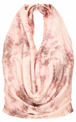 Stone Printed Cowl Neck Long Top