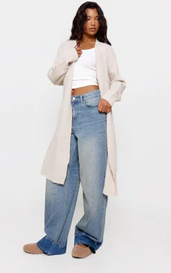 Stone Ribbed Knitted Midi Cardigan