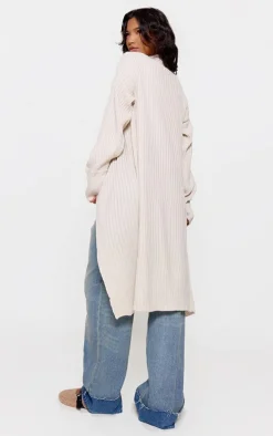 Stone Ribbed Knitted Midi Cardigan