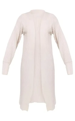 Stone Ribbed Knitted Midi Cardigan