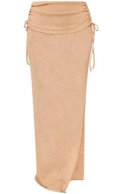Stone Ruched Side Fold Over Maxi Skirt