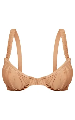 Stone Ruched Underwired Bikini Top