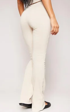 Stone Scalloped Trim Detail Cotton Skinny Flares