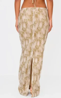 Stone Sequin Mid Rise Maxi Skirt