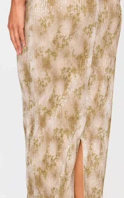 Stone Sequin Mid Rise Maxi Skirt