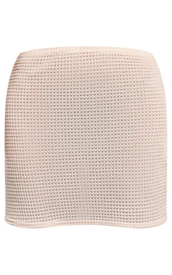 Stone Sheer Waffle Textured Low Rise Mini Skirt
