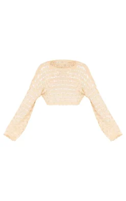 Stone Shell Knit Long Sleeve Crop Top