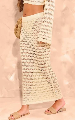 Stone Shell Knit Low Rise Maxi Skirt