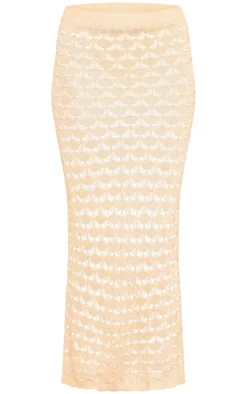 Stone Shell Knit Low Rise Maxi Skirt