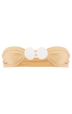 Stone Shell Trim Cut Out Bandeau Bikini Top