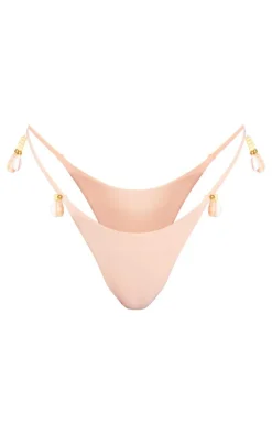 Stone Shell Trim Tie Side Bikini Bottoms